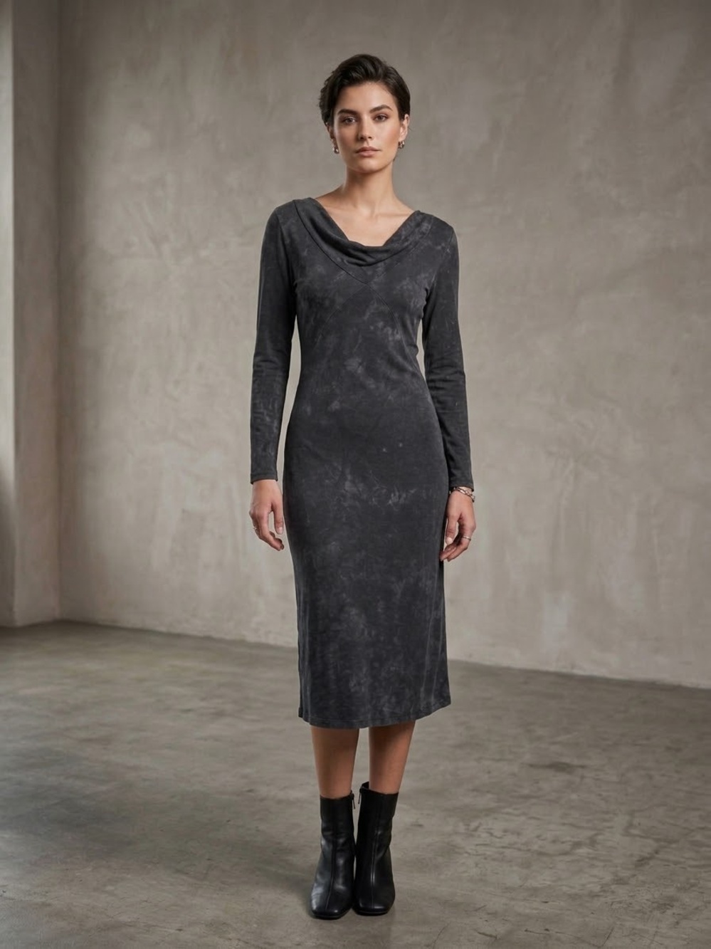 Club Monaco Cowl Neck Whimsygoth black midi cocktail dress small
